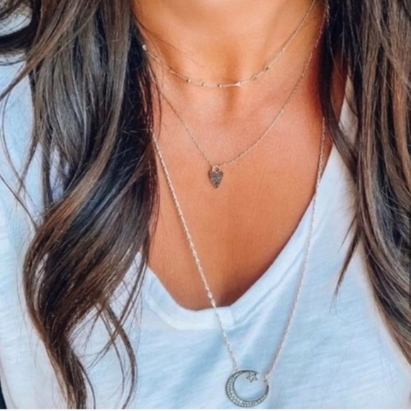 EUC Stella & Dot Black Pave Heart Necklace Gold Reversible - Picture 3 of 11